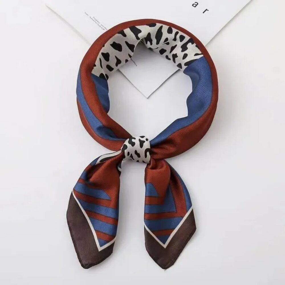 2/$30 NEW Teal Mocha Animal Print Abstract Printed Silky Fashion Scarf